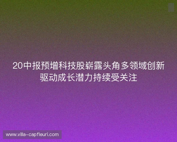 20中报预增科技股崭露头角多领域创新驱动成长潜力持续受关注